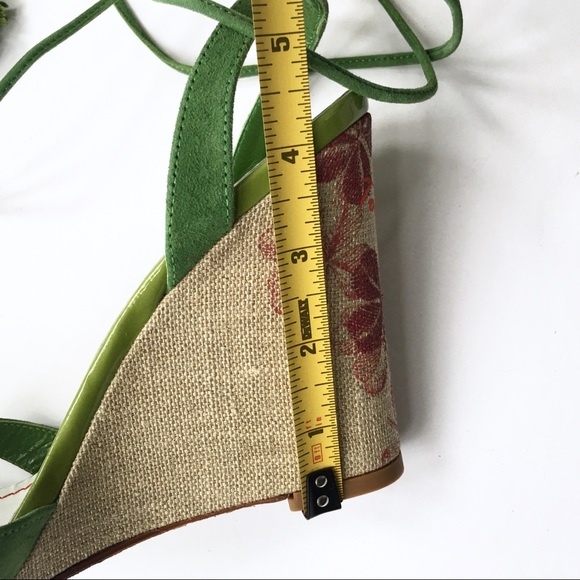 EUC Miss Sixty Green Ankle Tie Wedge Sandals - Picture 6 of 8